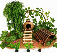RUNANIA Crested Gecko Tank Accessories，Reptile Vines Plants - Medium