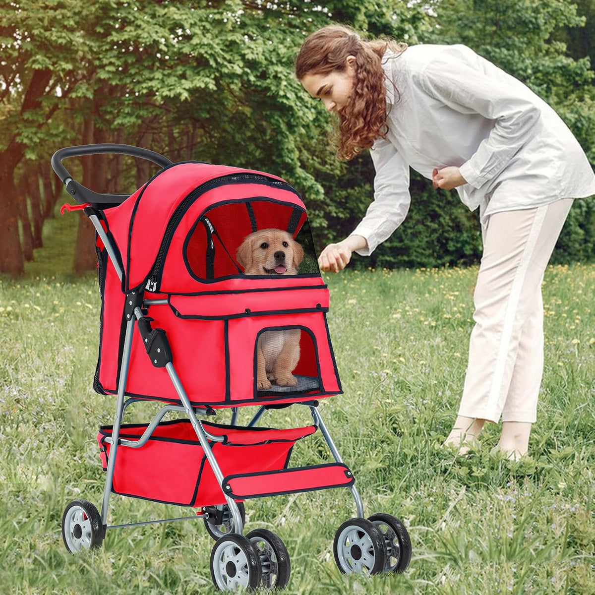 FDW, 3-Wheel Foldable Pet Stroller, Black - image 2