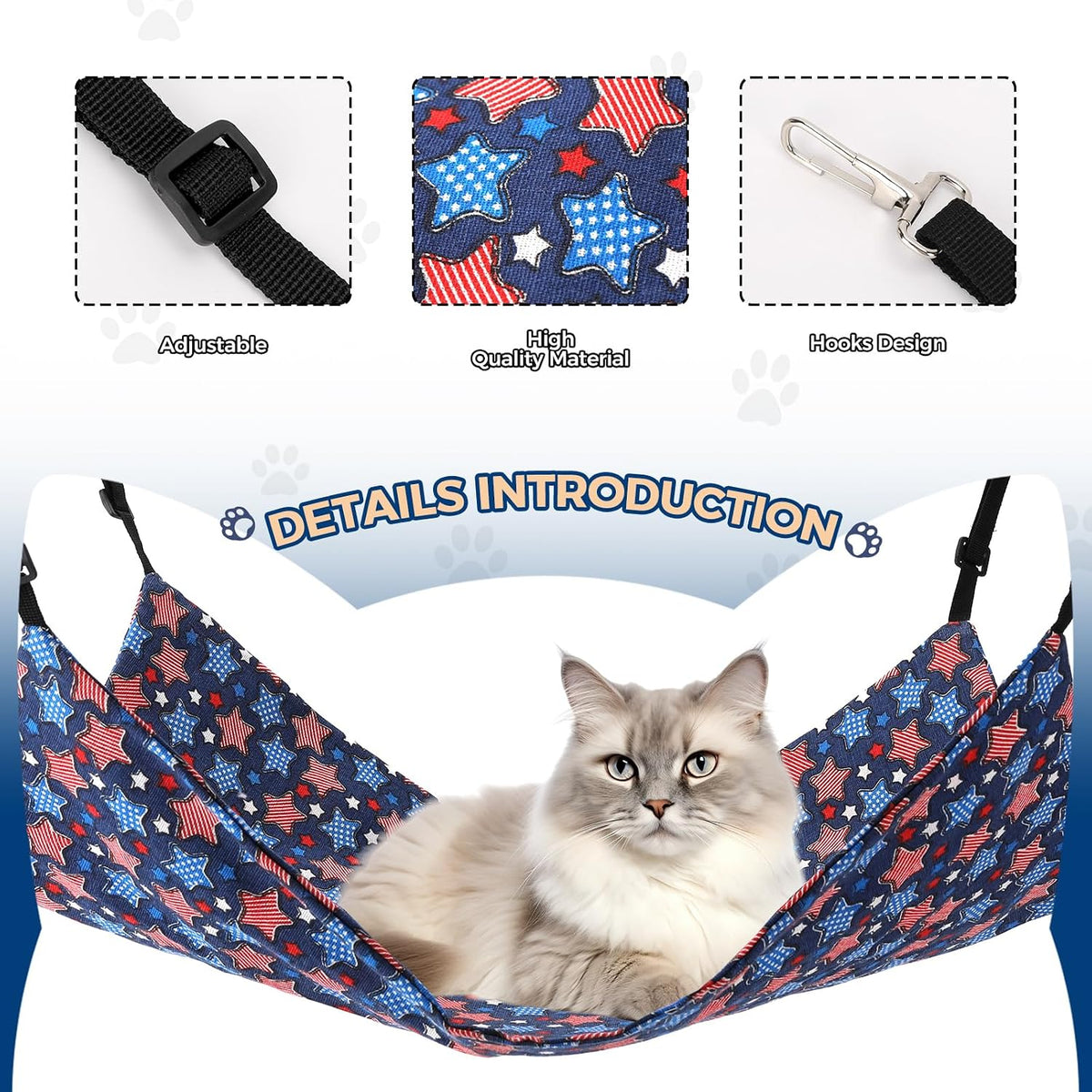 Cat Hammock for Cage Hanging Reversible 2Pack - Stars / M - image 2