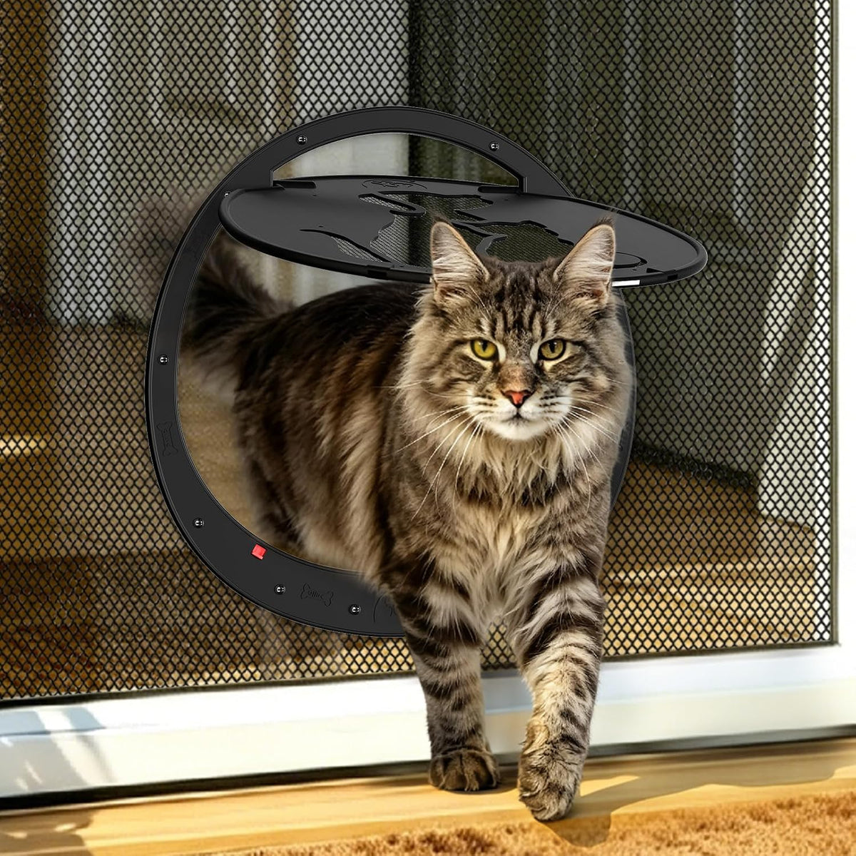 Cat Door for Screen Door, Lockable Magnetic Flap - Extra Large
