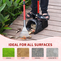 Pooper Scooper Swivel Bin & Rake & Spade with 60 Waste Bags, Heavy Duty Dog Poop Scooper for Large Medium Small Dogs, Long Stainless Steel Handle Use on Yard, Grass, Dirt or Gravel
