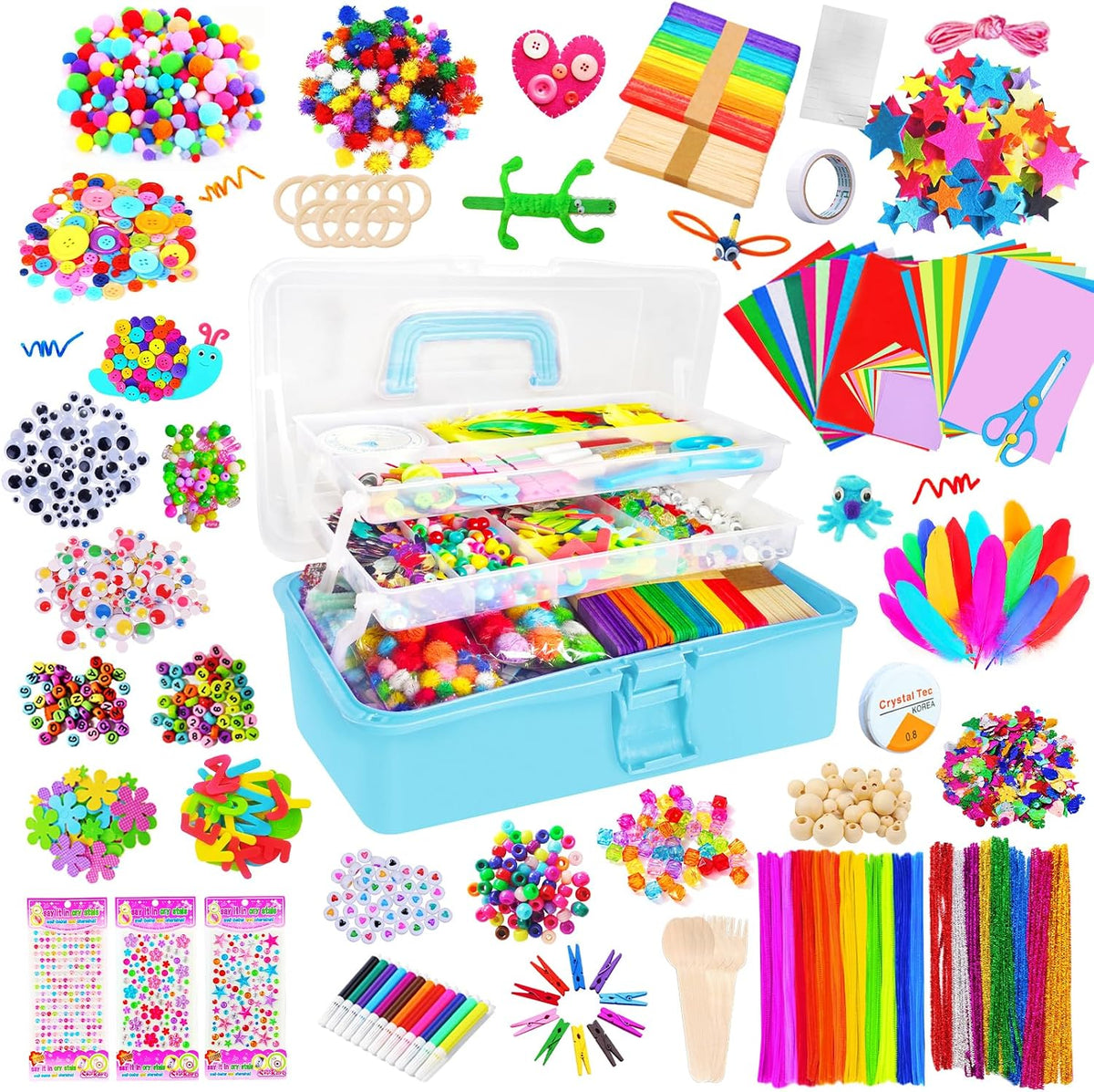 Itopstar 3000 Kids Arts and Crafts Supplies for Kids Crafting Supply - Blue 3000pcs
