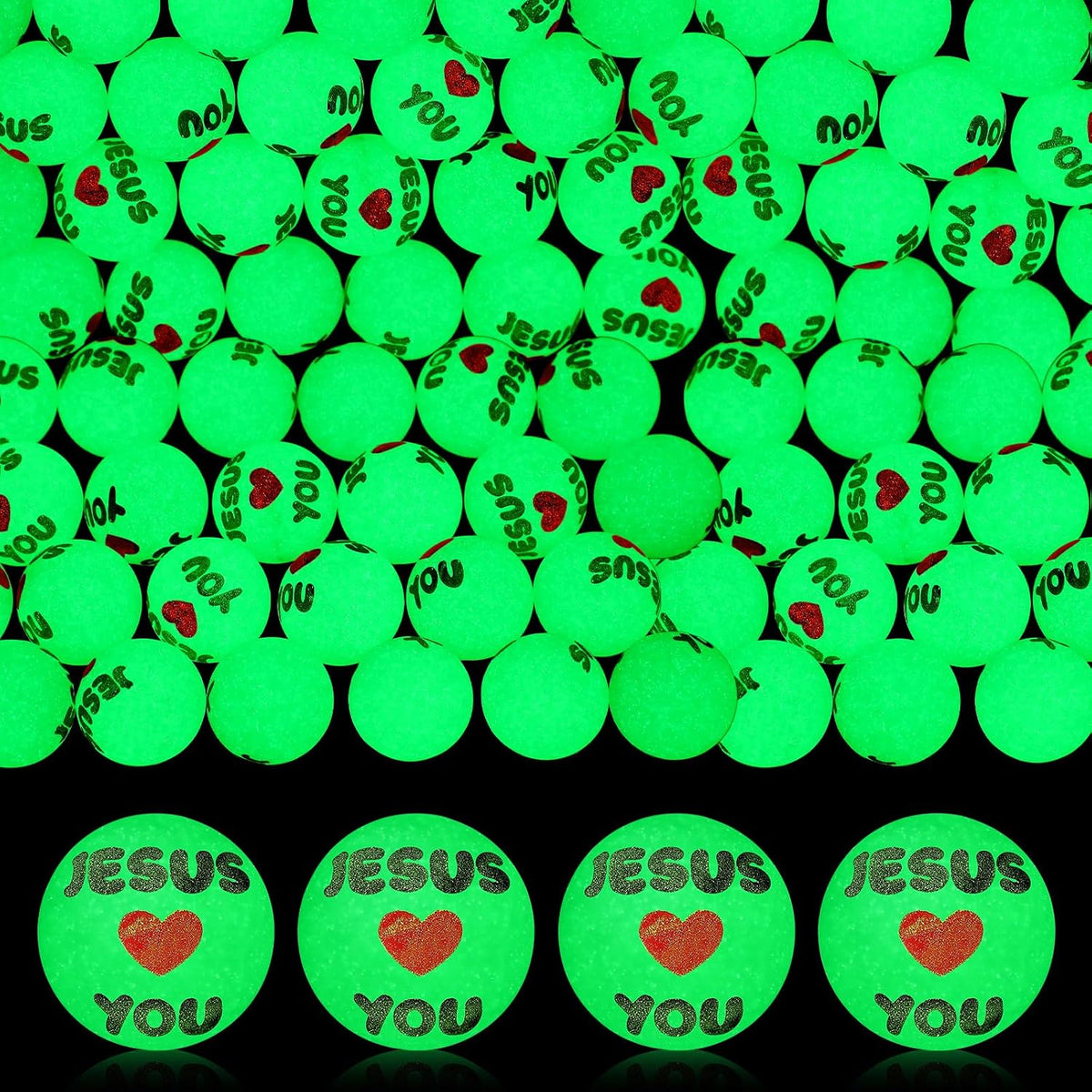 Seenelling 24 glow in the dark bouncy balls printed with Bible verses - view 6