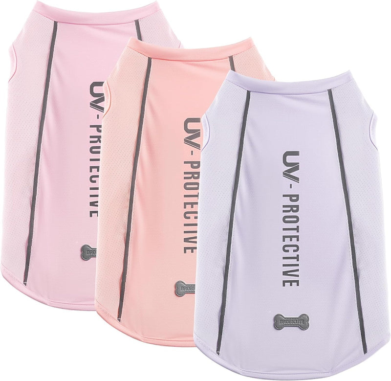 3Pack Sunblock Dog Shirt Breathable Reflective Dog T-Shirt - Light Pink+Pink+Purple / 2XL(Back: 18.1", Chest: 28.4", 45-60lbs)