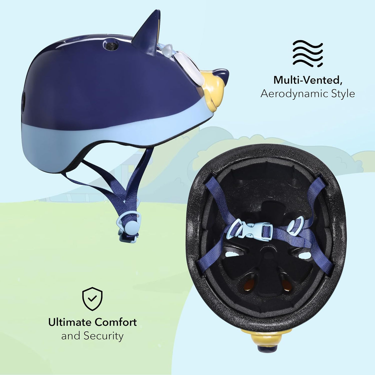 Voyager kids bike helmet with Bluey graphics, rear dial fit and padded chin strap - view 3