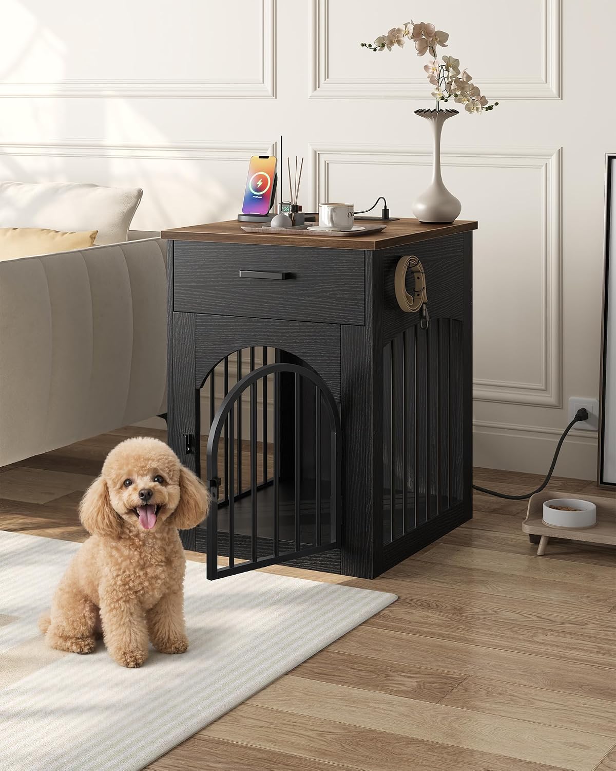 CHOEZON Dog Crate Furniture - Black and Walnut - image 2