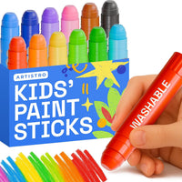 ARTISTRO 100% Washable Tempera Paint Sticks for Kids - 12 Colors