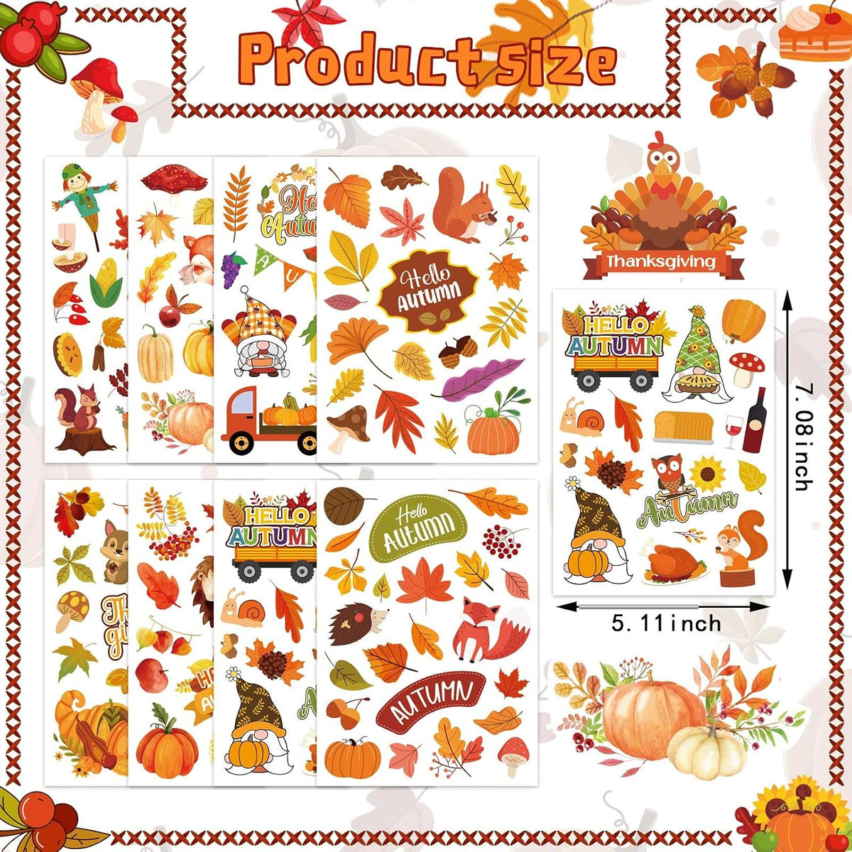 DUJAA 640-piece fall stickers for kids with pumpkins, leaves and scarecrows - view 11