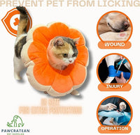 Adjustable Comfy Flower Style Elizabeth Collar for Cats Puppies Soft Recovery Cone Pet Protective Neck Collar (Orange, Medium)