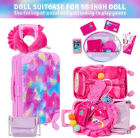 K.T. Fancy 23 PCS 18 Inch Girl Doll Accessories Suitcase Luggage - Pink Sequined Suitcase - image 4