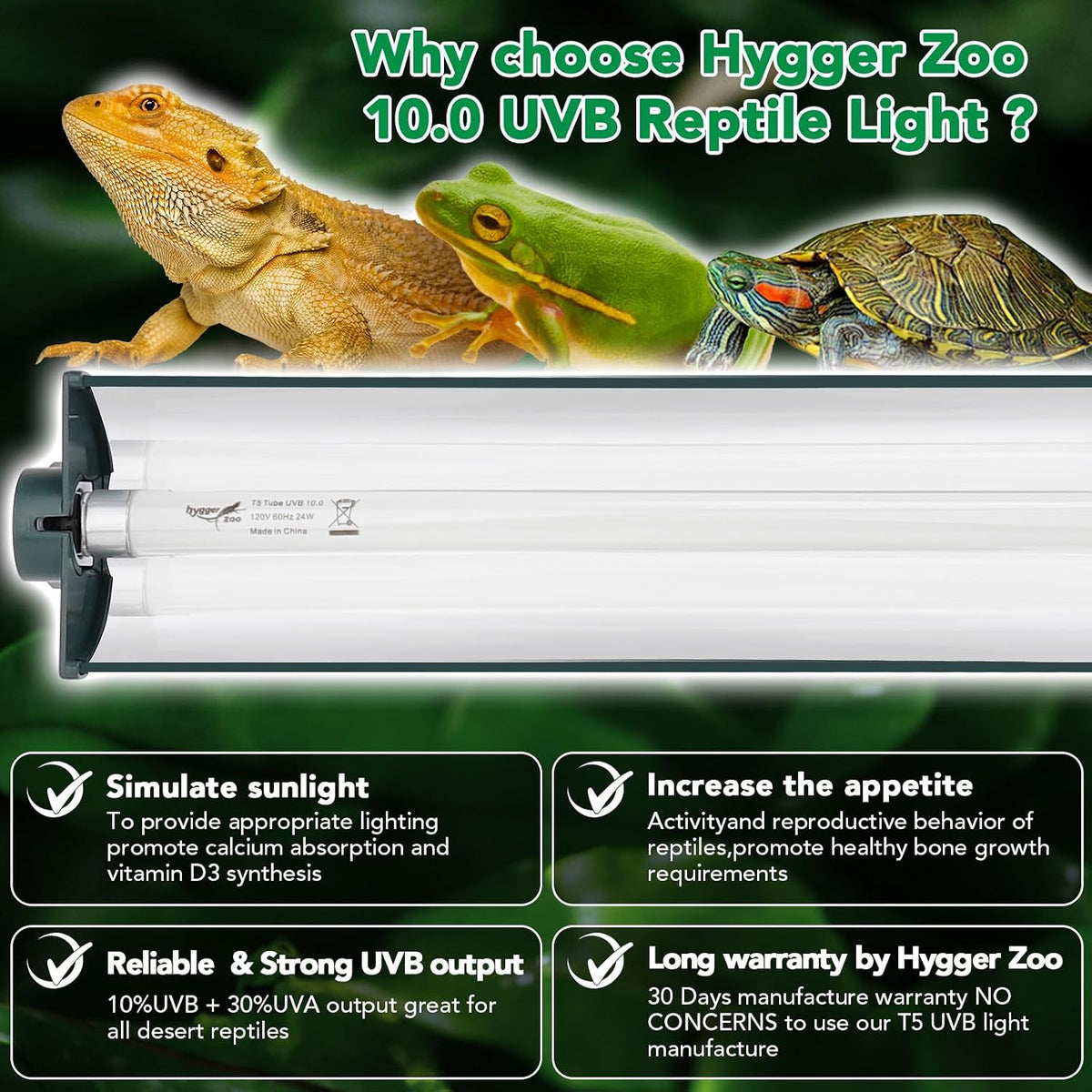T5 Reptile Light Fixture Combo Kit 24W Light Fixture Reptile - 39W-Green / 39W 34.5IN Green - image 3
