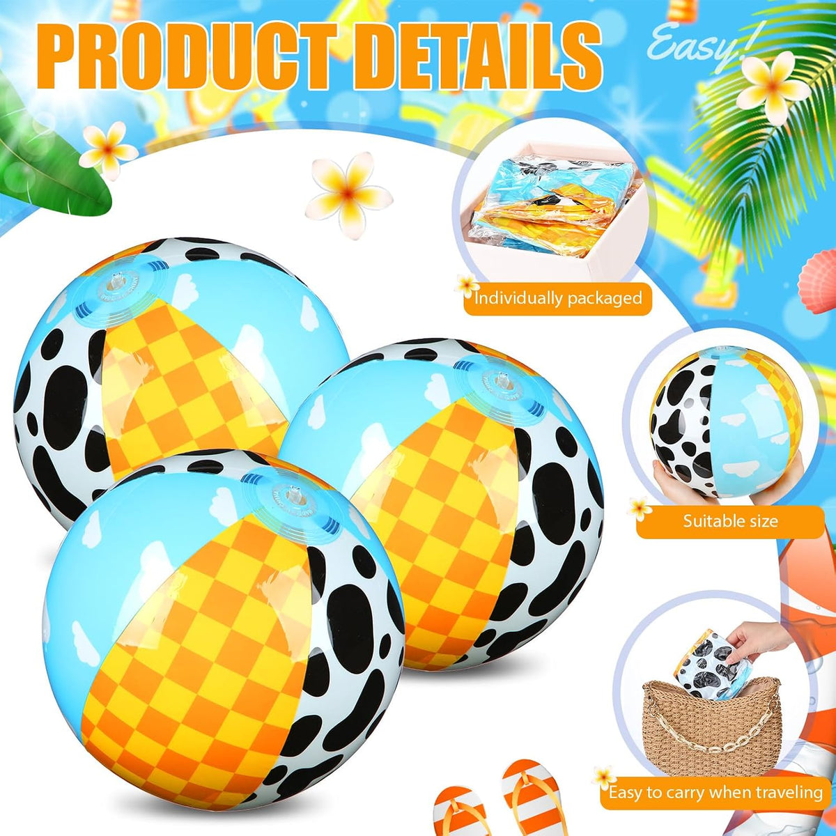 Hollowfly 12 Pack Checkered Flag Beach Balls Kids 7.87" - 11.8" / Cartoon / 2 - image 3