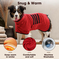 Microfiber Dog Bathrobe, Super Absorbent Dog Drying Coat – Essentials for Dogs - Red / Large - image 3