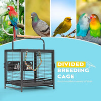VIVOHOME 19 Inch Wrought Iron Bird Travel Carrier Cage for Parrots Conures Lovebird Cockatiel Parakeets Black