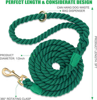 5 FT Handmade Rope Dog Leash for Small Medium and Large Dogs – Essentials for Dogs - 5FT x 1/2in (Pack of 1) / Dark Green - image 2
