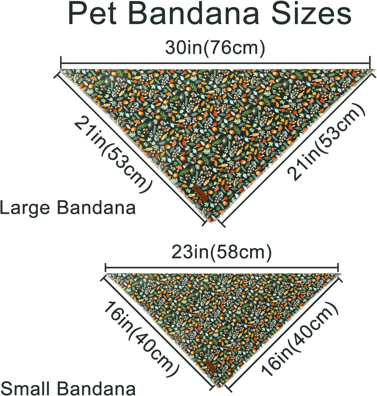 Summer Dog Bandana, UP URARA PUP Strawberry Triangle Bid Scarf for Medium Large Dogs, Cotton - Leaves / S - image 4
