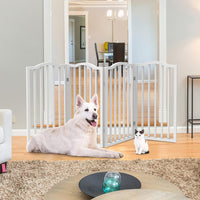 Pet Gate, 3-Panel Indoor Foldable Dog Fence for Stairs, Hallways - White / 4 Panel - image 2