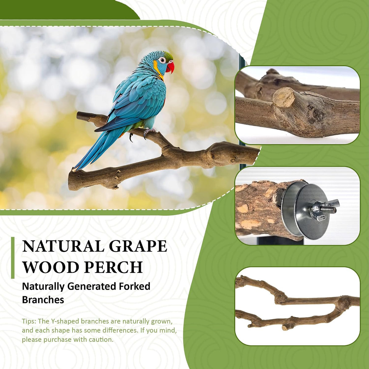 8pcs Natural Bird Perches for Cage - 8pcs-25cm - image 2