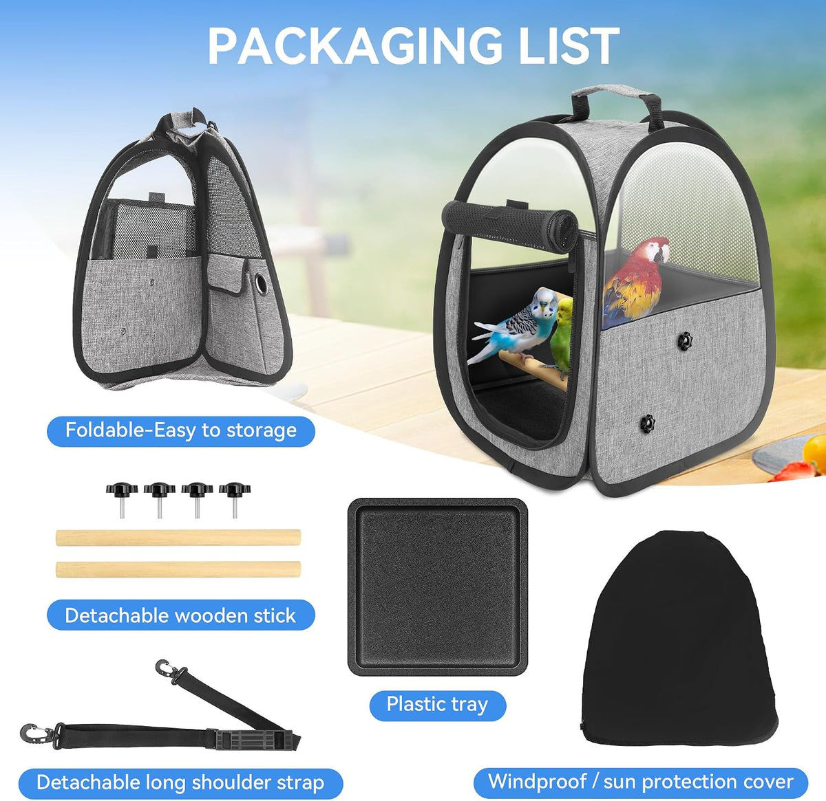 Akinerri Birds Travel Carrier, Small Bird Travel Bag - image 3