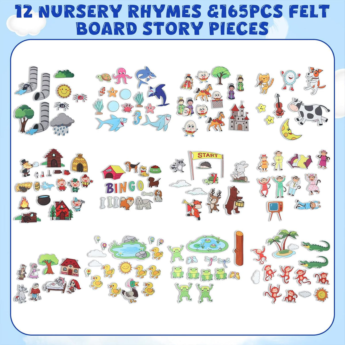 Windkream felt story pieces with fairy tale characters, animals and scene cutouts for flannel board - view 3