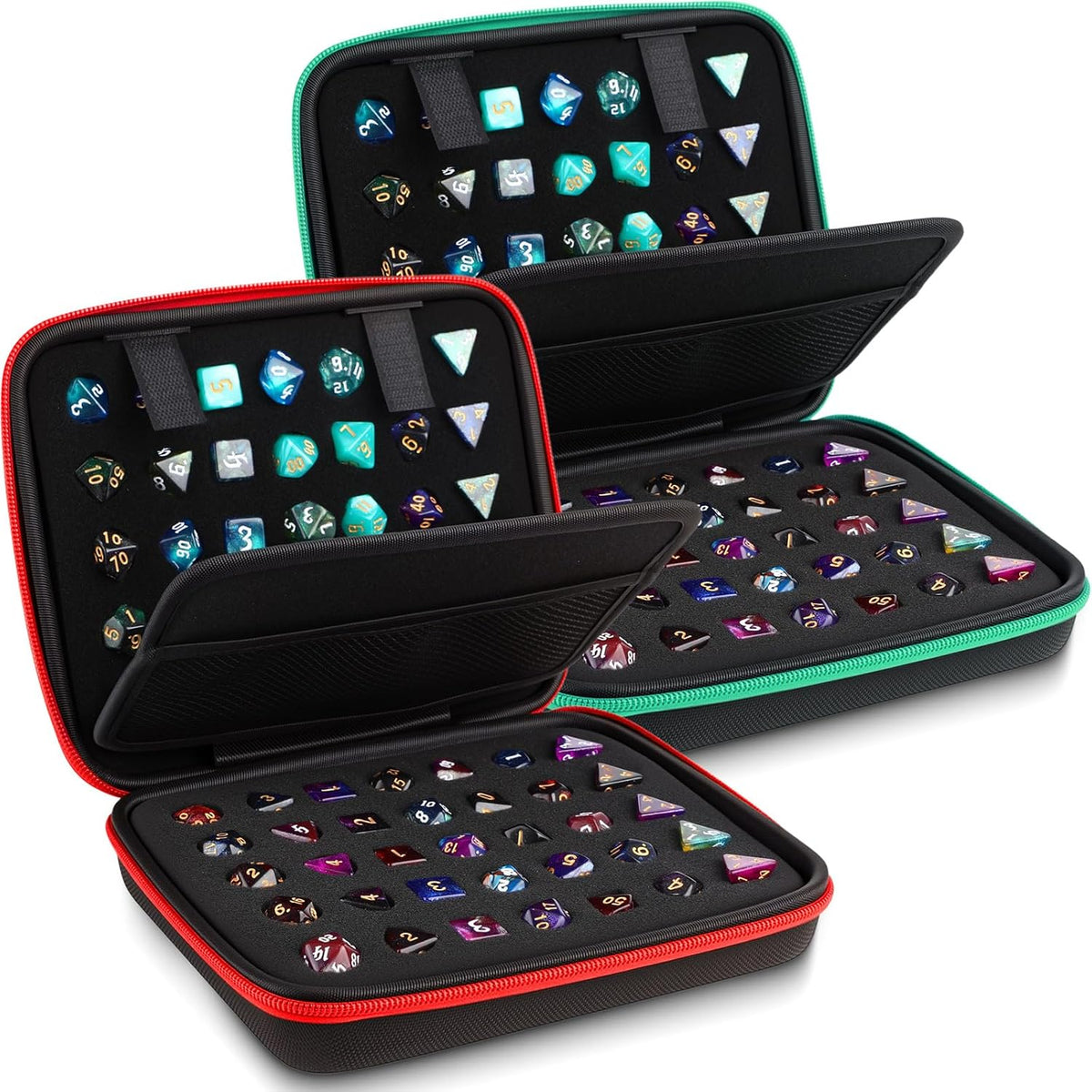 Aoriher 1 Pcs Dice Case with Removable Slotted Tray - Red,Green