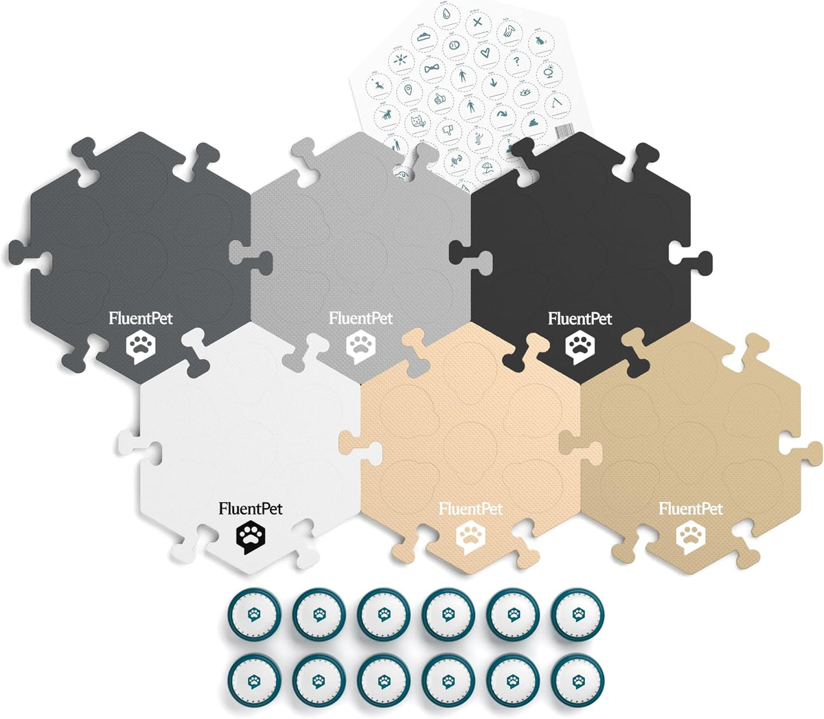 Talking Buttons for Dogs & Cats - 12 Buttons + 6 HexTiles (Neutral) - image 4