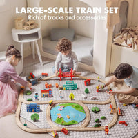 Tiny Land 110PCS Wooden Train Set, Toy Train with Tracks – Fun for Kids & Family - 110PCS (Pack of 2) - image 3