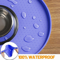 Hubulk 100% Waterproof Silicone Pet Feeding Mat with Raised Edge - Purple / 19"L x 12"W - image 4