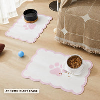 Scalloped Dog Feeding Mat, Beige White, 14" X 19” – Essentials for Dogs - Pink / 19"L x 14"W - image 2