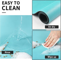 HotLive Dog Food Mat, Absorbent Cat Mat for Food and Water - Paw Teal / 19"L x 12"W - image 3