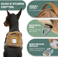 BUMBIN Tactical Dog Harness for Large Dogs No Pull, Famous TIK Tok No Pull, Fit Smart Reflective Pet Walking Harness for Training, Adjustable Dog Vest Harness with Handle Brown L