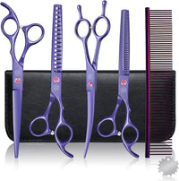 Professional Dog Grooming Scissors Set - 7 Inch (Pack of 5) / Purple