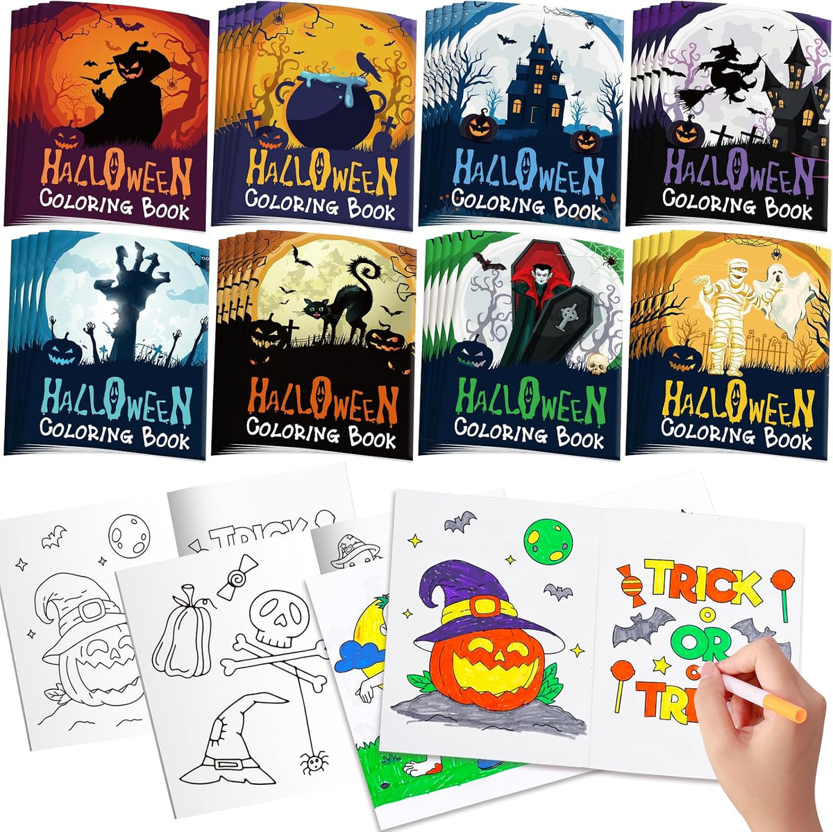 Garma 24-pack mini Halloween coloring books for kids with ghost and pumpkin designs