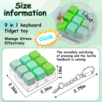 XiawaLangzhuo cat paw keyboard fidget toy, 9-in-1 clicker keychain in white and purple - view 23