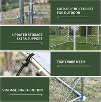 4ever2buy Large Metal Chicken Coop with Run Walk-in Poultry, Cage Chicken Runs House Pen Cage, Flat Roofed Chicken Coops with Anti-Ultraviolet Cover for Outdoor, Yard Farm, Use 9.2’Lx18.7’Wx6.4’H