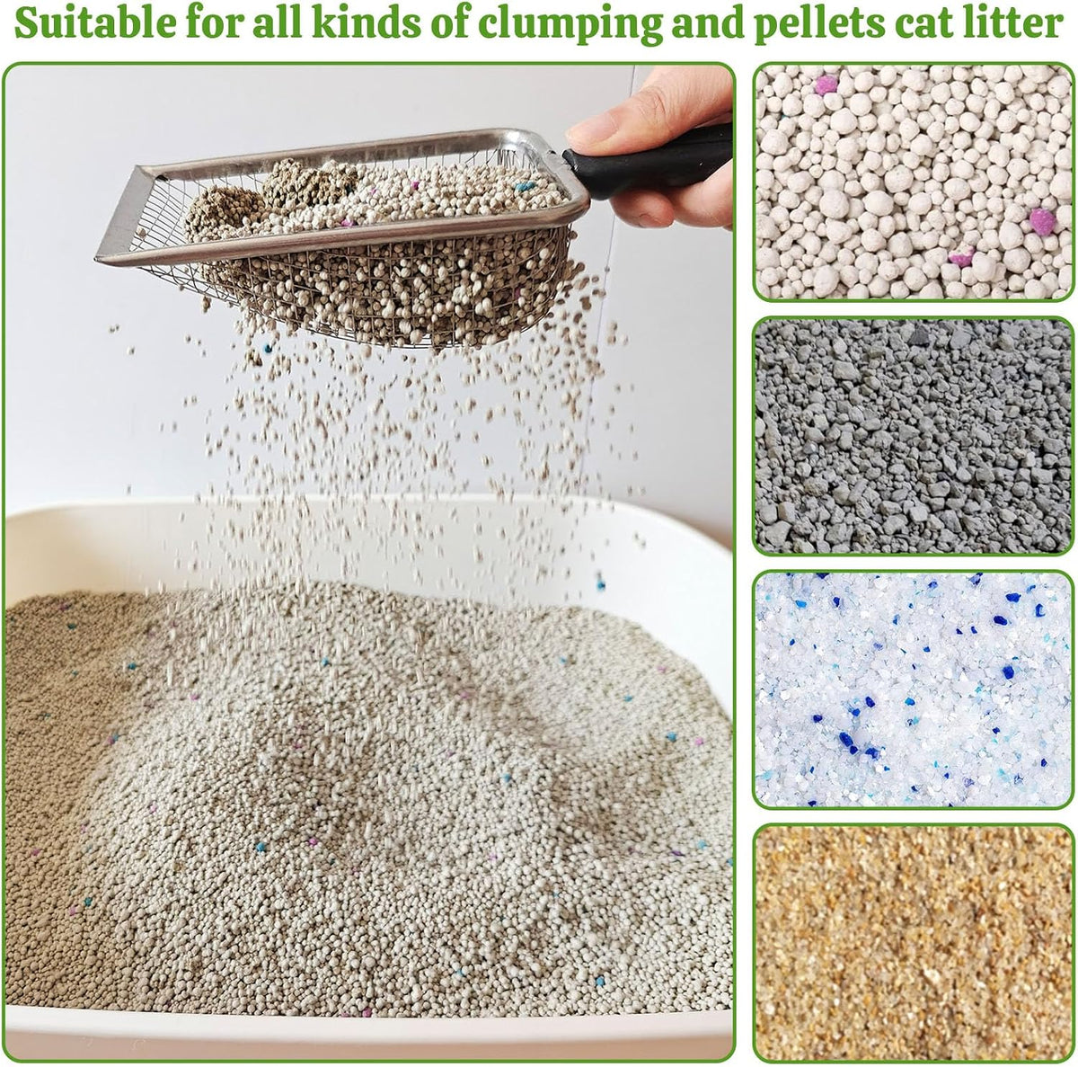 2Pcs Cat Litter Scoop Metal Stainless Steel Mesh Kitty Litter Scoop - image 4