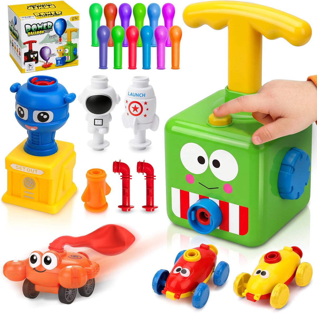 PATHOSIO PETS balloon launcher toy set with hand pump and inertia race car - view 2