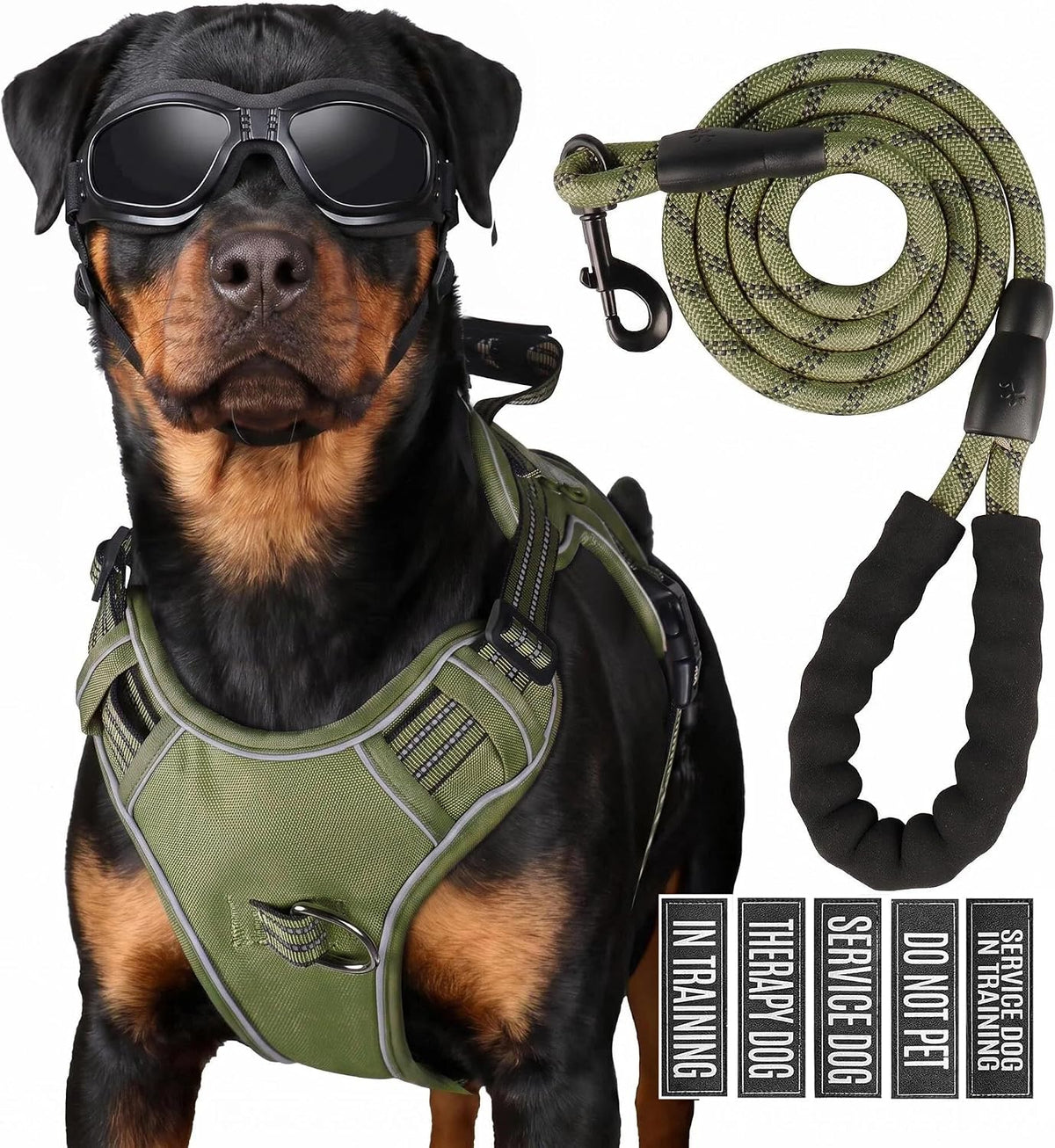 Dog Harness and Leash Set for Large Dogs - Army Green / S