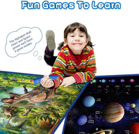 Qiaojoy Bilingual Interactive World Map for Kids Learning Educational - Space & Dinosaur Poster - image 4