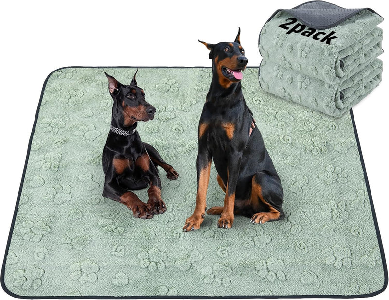 LOOBANI Washable Puppy Pads, 18"x24" Reusable Pee Pads - Green Dog Element / 72"x72"(Pack of 2)