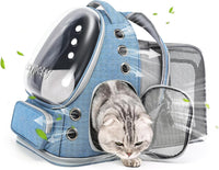 Cat Backpack Carrier, Breathable Cat Carrier Large Space Bubble Pet Backpack for Kitty Small Dog up - Square Expandable- Blue