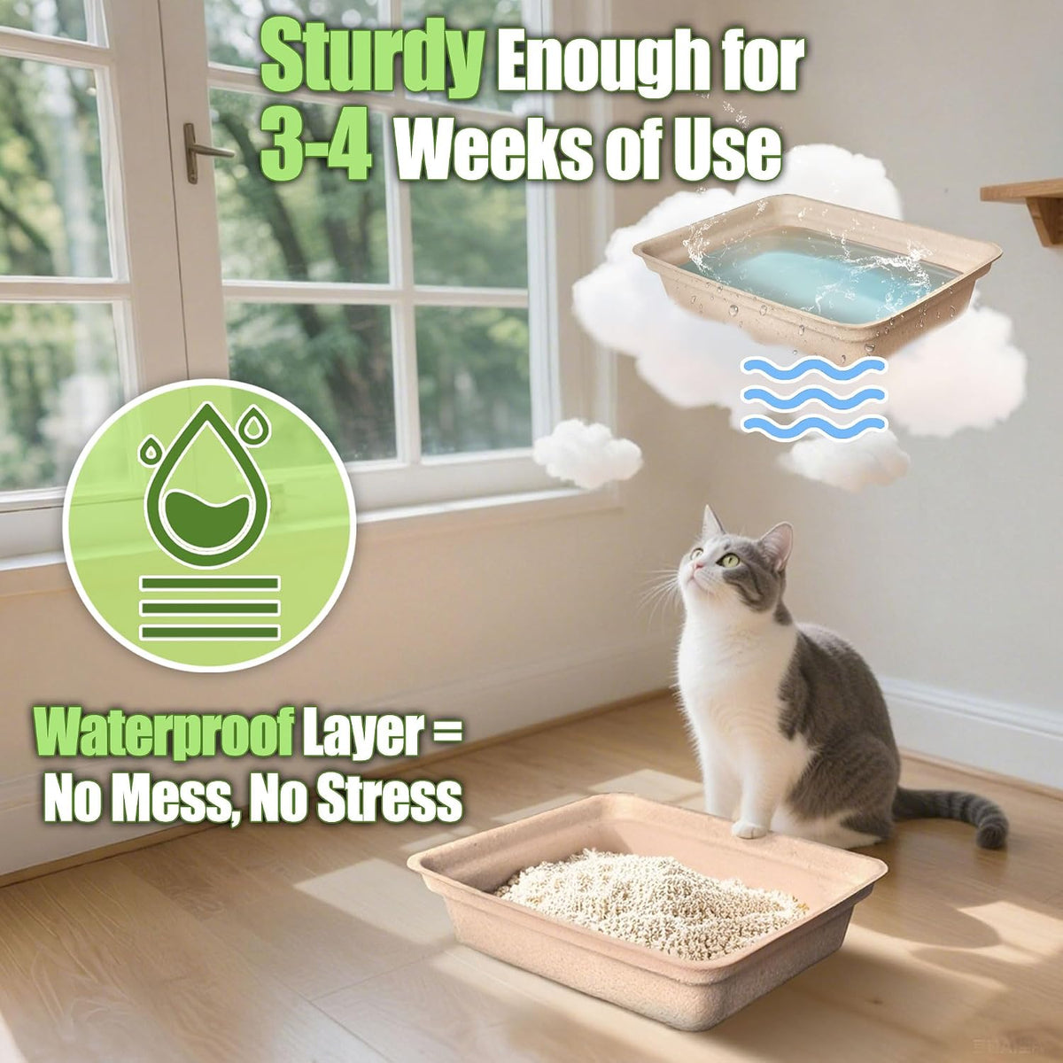 Disposable Litter Box for Cats Large: 2/4/6/8-Pack 17.5X 13.5in - 2 Packs - image 3