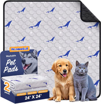 Washable Dog Pee Pads, Non-Slip Waterproof, Feather - Dolphin Pattern / 24"x24"(Pack of 2)