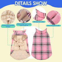 Winter Dog Jackets, Reversible Dog Coat with Leash Hole - Pink / 2XL - image 3