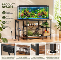 5-10 Gallon Fish Tank Stand with Storage Shelves - Rustic Brown / 55-75 Gallon-3 Tier - image 4
