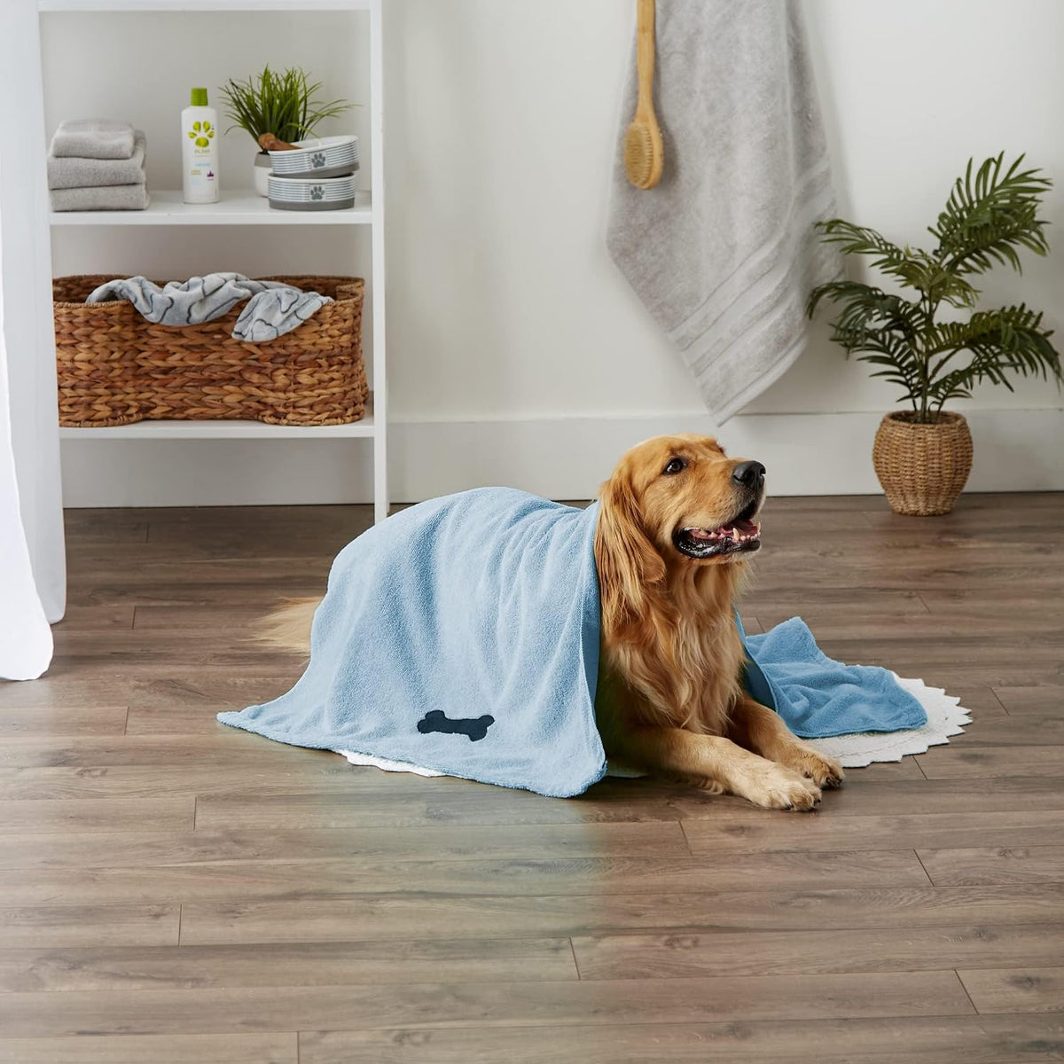 Bone Dry Pet Grooming Towel Collection Absorbent Microfiber X-Large - Blue / 41x23.5" - image 2