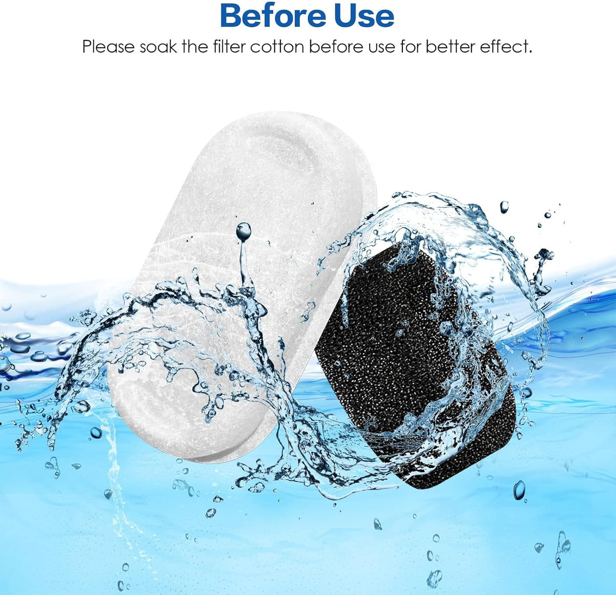 Official Tomxcute Cat Water Fountain Replacement Filters – Essentials for Cats - 16 Packs Filters & 8 Sponges Foam Filters - image 3