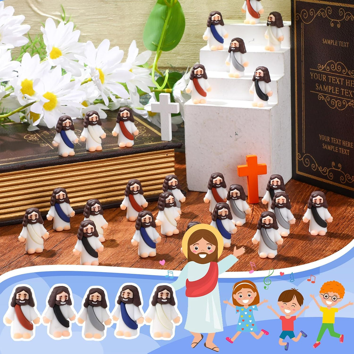 Sumind 50 Pcs Little Jesus Figures Original Design - Retro Color - image 3