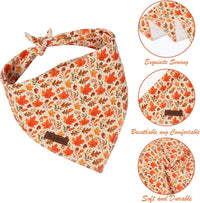 MR. CHUBBYFACE Fall Orange Plaid Dog Bandanas Reversible Triangle - C:Fall Acorns / L - image 3