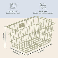 Retrospec Apollo-Lite Lift-Off Bike Basket - Detachable Steel Handlebar Basket with Carrying Handle for Commuting, Shopping & Beach Trips - 14.5in x 9.5in Weather-Resistant Biking Gear